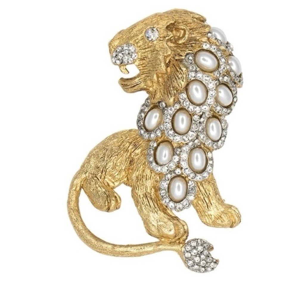 Kenneth Jay Lane‎ Pearl Lion Pin New